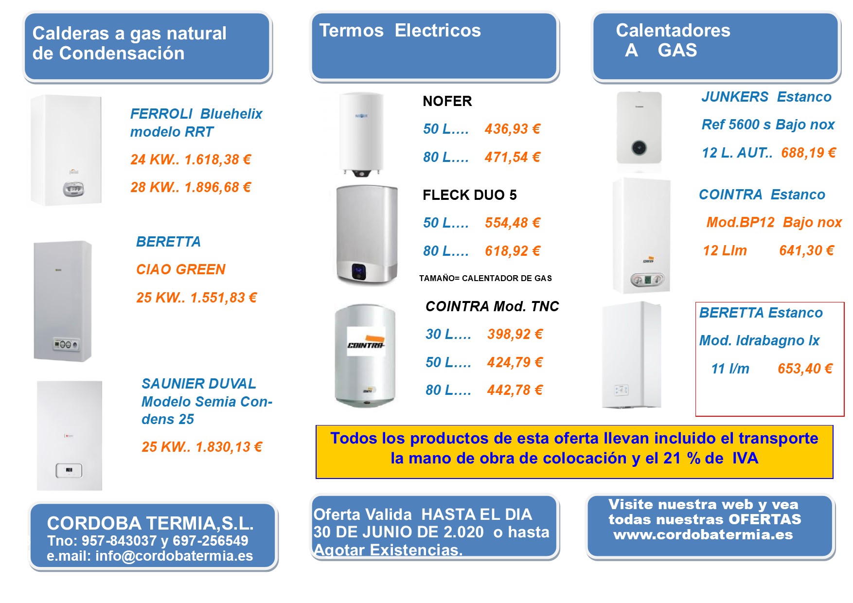 Cordoba Termia - ofertas 1Semestre 2020